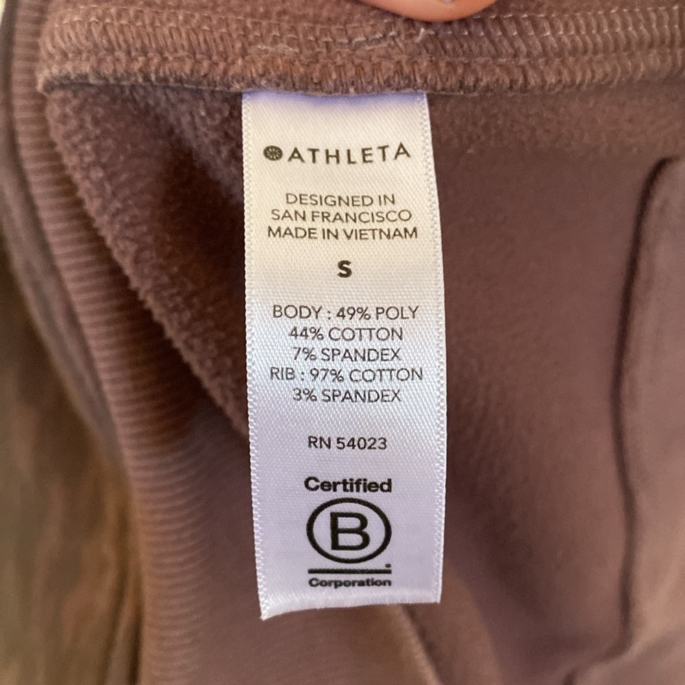 ATHLETA TRIUMPH PRINTED SMOKE ALMOND BROWN LYNX PATTERNED HOODIE SIZE S - Picture 10 of 10
